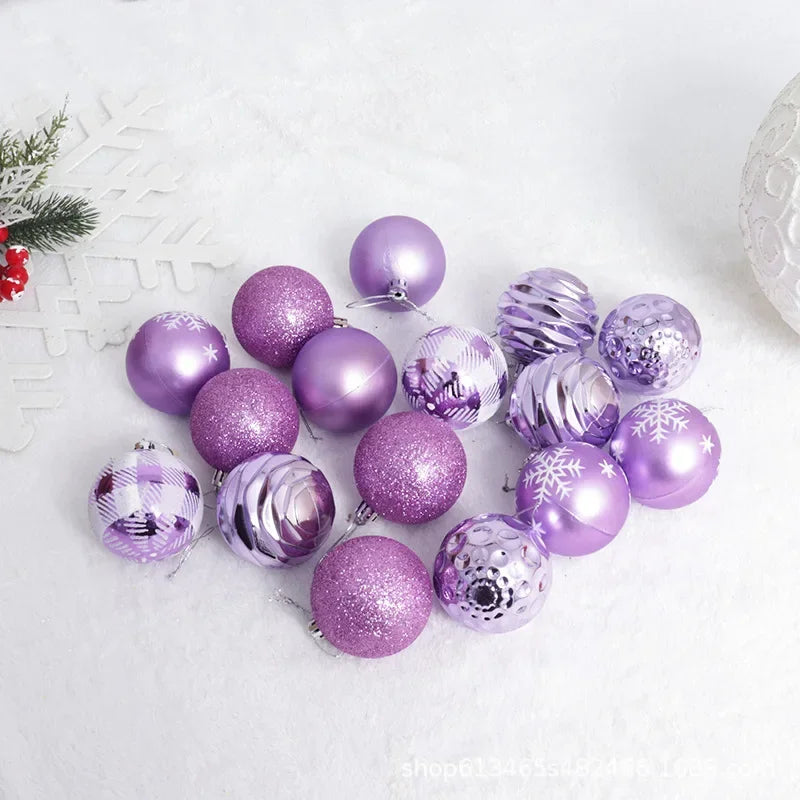 16pcs Christmas Ball Decoration 6cm Pink White Red Baubles Christmas Tree Hanging Pendant For 2025 Home Navidad Noel Xmas Party