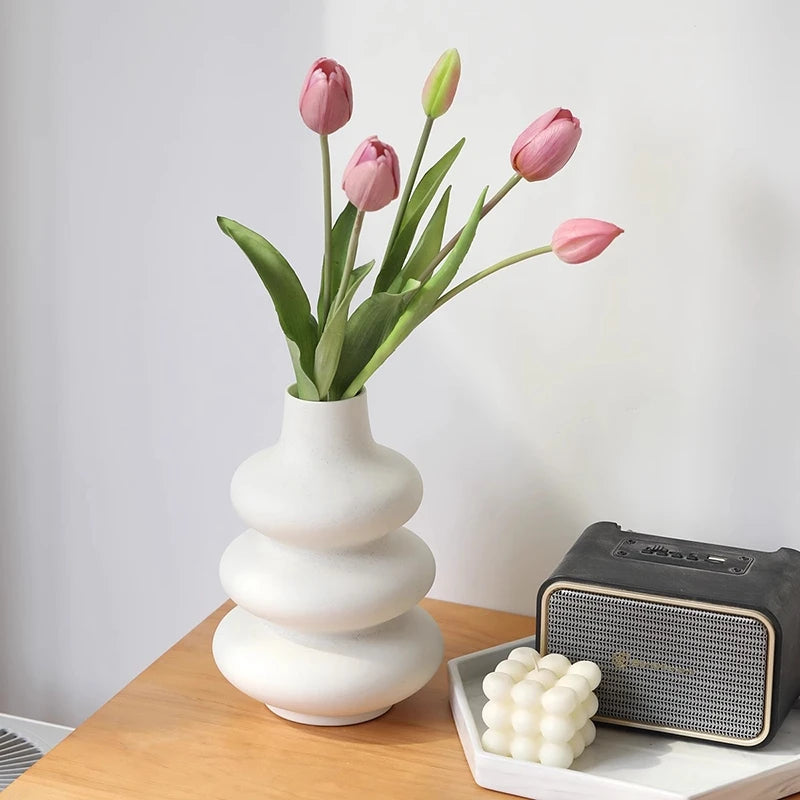 Nordic Vase Imitation Ceramic Flower Bottle Decorative Flowerpot Flower Arranging Ornament Plastic Home Plant Pot Wedding decor