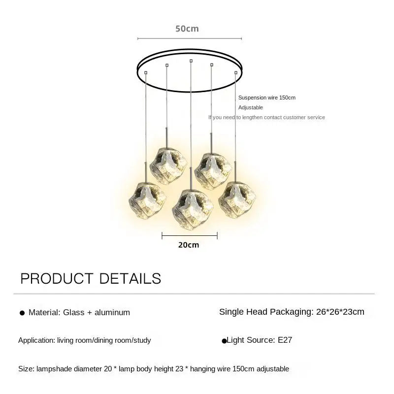 New Lava Glass Ice Cube Bedroom Bedside Chandelier Ceiling Chandelier Ceiling Pendant Lamp Ceiling Light Home Appliance