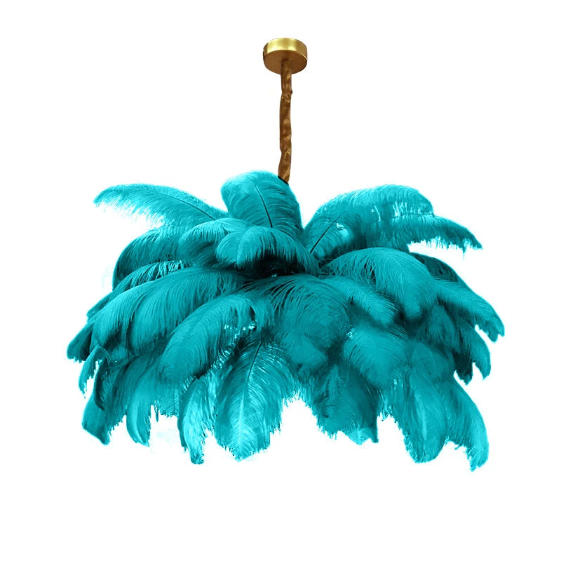 Nordic Ostrich Feather Lamp Led Pendant Lights Living Room Girl's Room Bedroom Indoor Lighting Chandelier Hanging Light Fixture