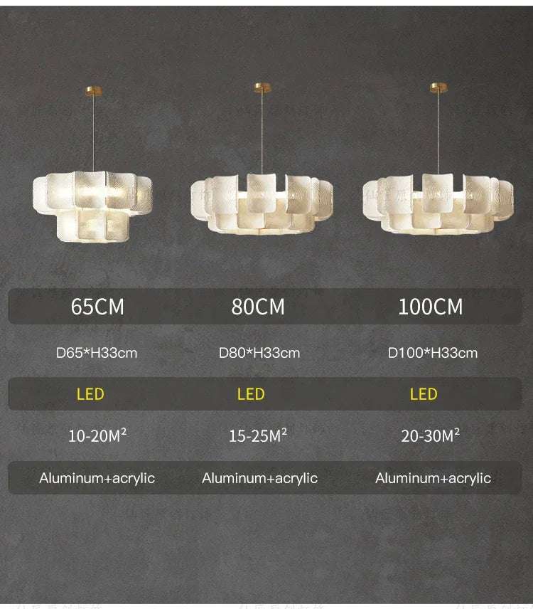 Nordic Lamp Wabi Sabi Tiered Chandelier Minimalist Acrylic White Dining Room Lobby Kitchen Island Hanging Light Home Decor LED