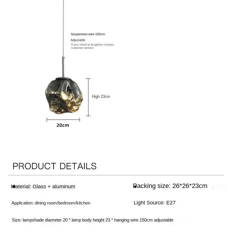 New Lava Glass Ice Cube Bedroom Bedside Chandelier Ceiling Chandelier Ceiling Pendant Lamp Ceiling Light Home Appliance