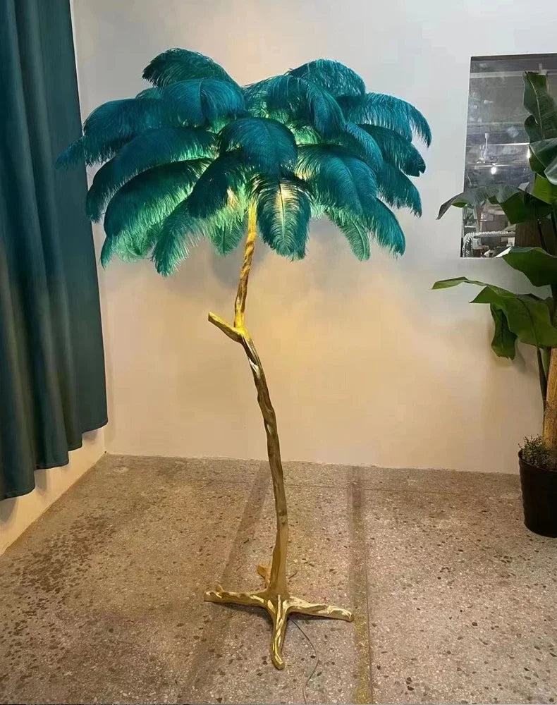 Nordic Ostrich Feather Floor Lamp Living Room Sofa Background Wall Floor Standing Lamp Home Decor Bedroom Bedside Table Lighting