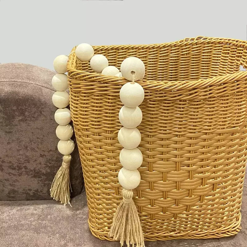 4cm Big Wood Bead Garland Tassel Room Wall Hanging Decor For Christmas Oversized Farmhouse Rustic Country Natural Bead Ornament