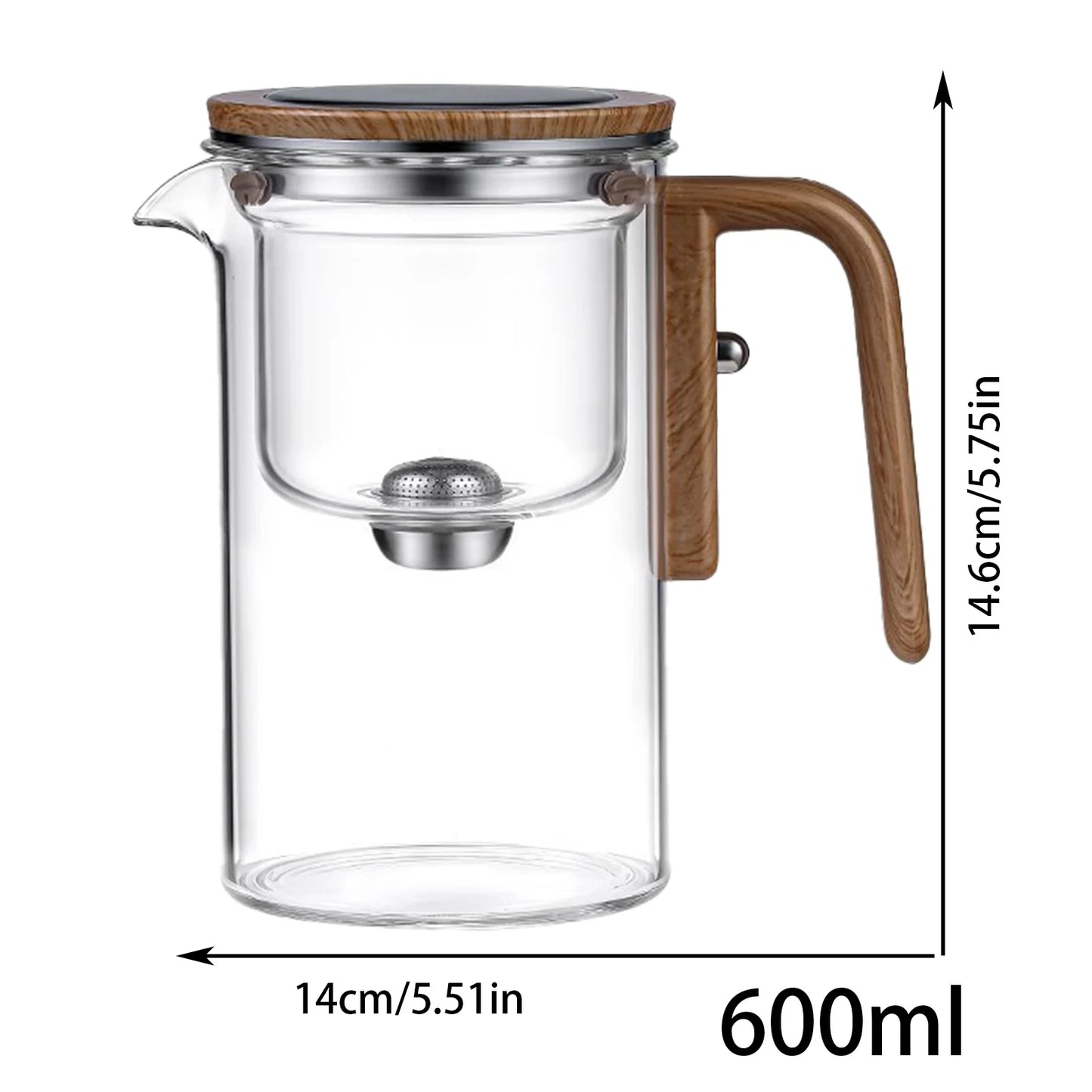 Glass Tea Pot Kettle Infuser 520ML/720ML Teapot Water Separation Inner Magnet One Click Magnetic Tea Filtration Cup Set