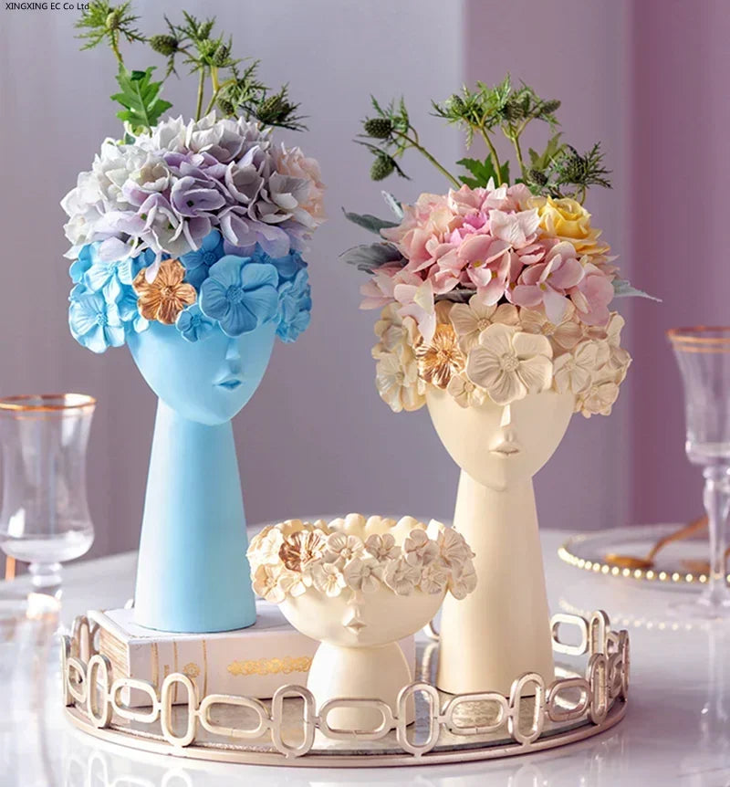 Nordic Decoration Home  Flower Vase  Living Room Decoration  Vases Cute Girl Arranging Flower Container Desktop Accessories