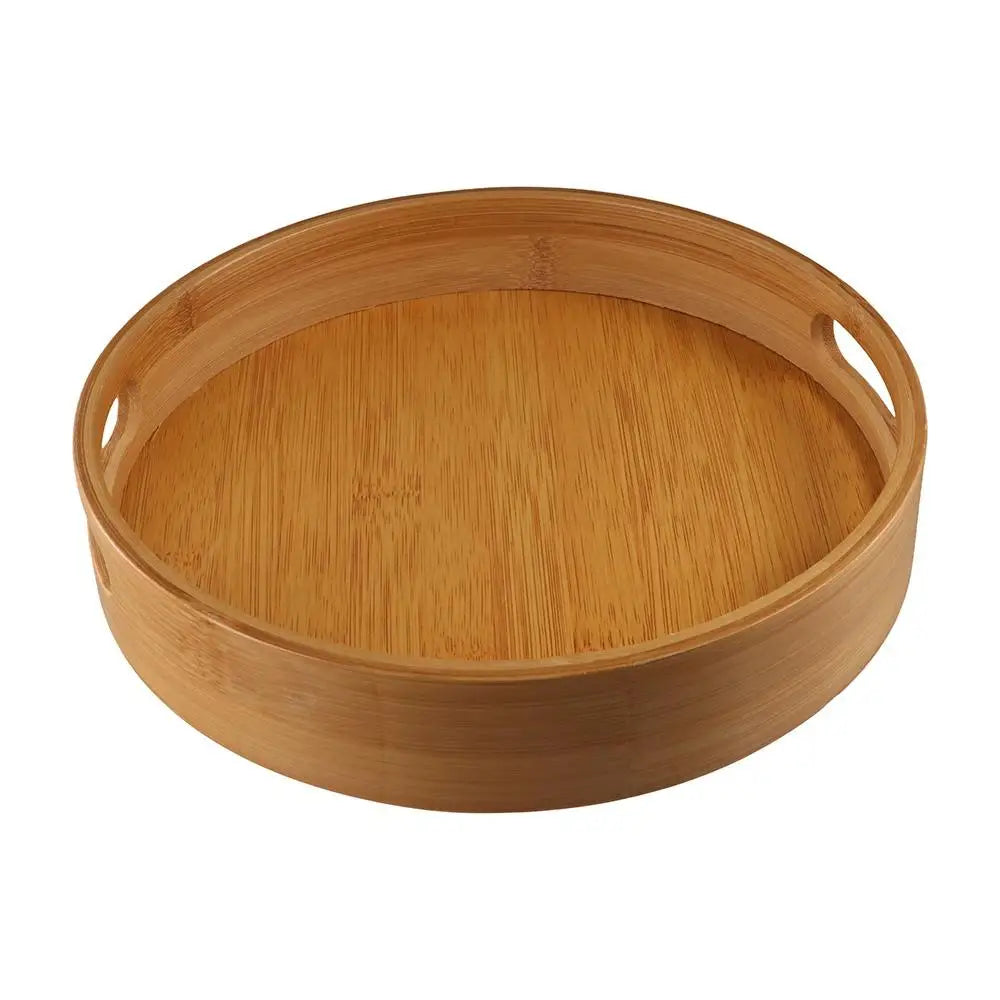 Snack Dessert Plate Multipurpose Wooden Round Tray Simple Light Tea Food Dish Practical Bamboo Plate Kitchen