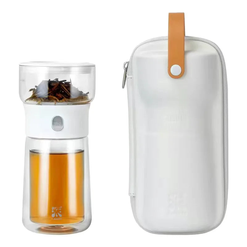 2 in 1 Outdoor Portable Camping Tea Cup Travel Tea Set Tea Water Separation Cup Single Tea Set With Tea Bag