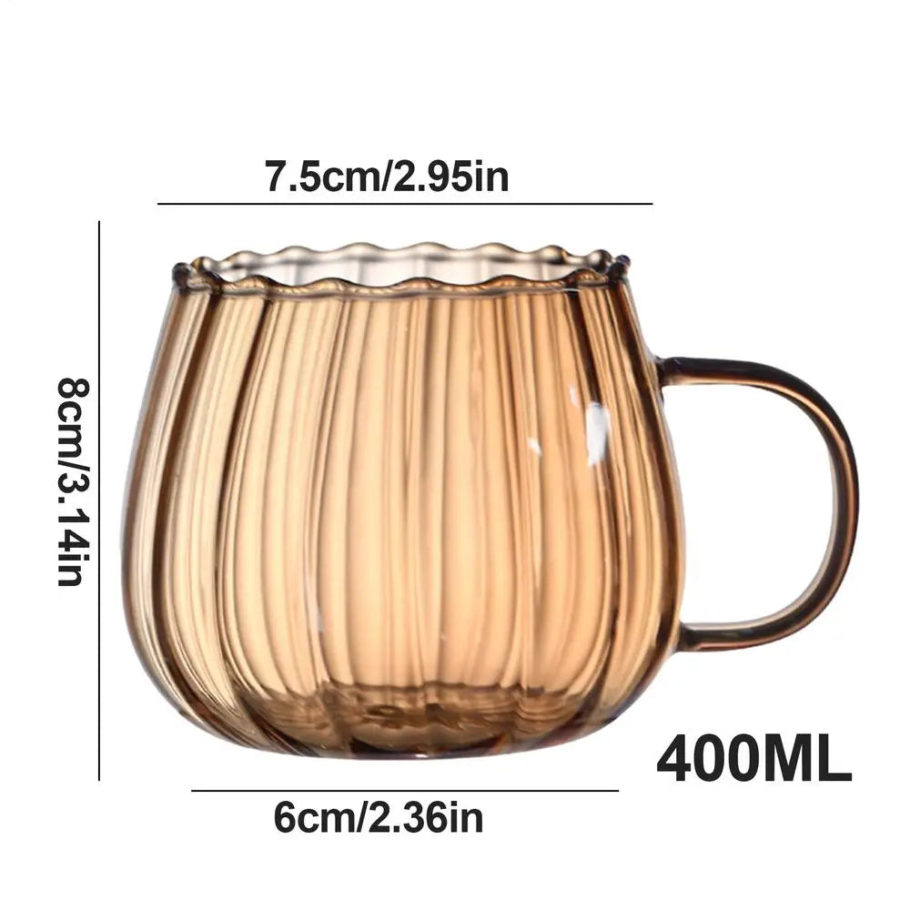 Pumpkin Glass Mug Breakfast Heat-Resistant Oatmeal Milk Coffee Cup Breakfast Milk Cup Water Cup Juice Milk Tea Cup 400ml