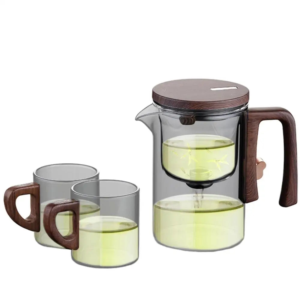 Glass Tea Pot Kettle Infuser 520ML/720ML Teapot Water Separation Inner Magnet One Click Magnetic Tea Filtration Cup Set