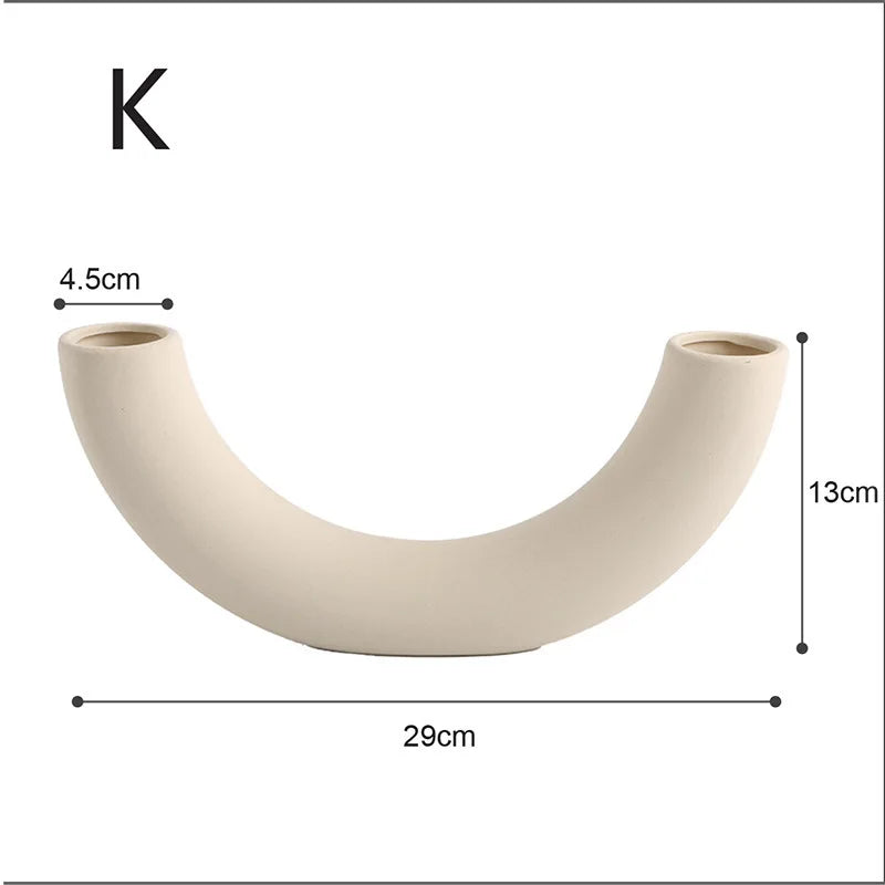 Nordic Polygon Circular Ceramic Vase Home Living Room TV Cabinet Desktop Homestay Art Decorations Dry Flower Arrangements Vase