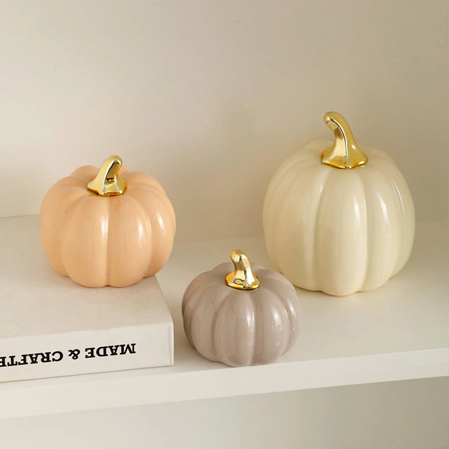 Luxury Nordic Style Ceramic Lovely Funny Vegetable Pumpkin Home Ornament Figurines Arts Crafts Desk Decor Statues Sculpture Prop