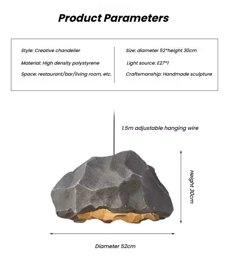 Wabi Sabi LED Pendant Light Nordic Ceiling Pendant Lamp for Living Dining Room Bedroom Creative Design Stone Shaped Hanging Lamp