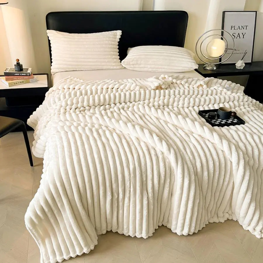 Spring Throw Blanket for Couch, Cozy Warm Plush Striped Blanket for Sofa Bedroom Living Room, All Season Use Festival Home Decor