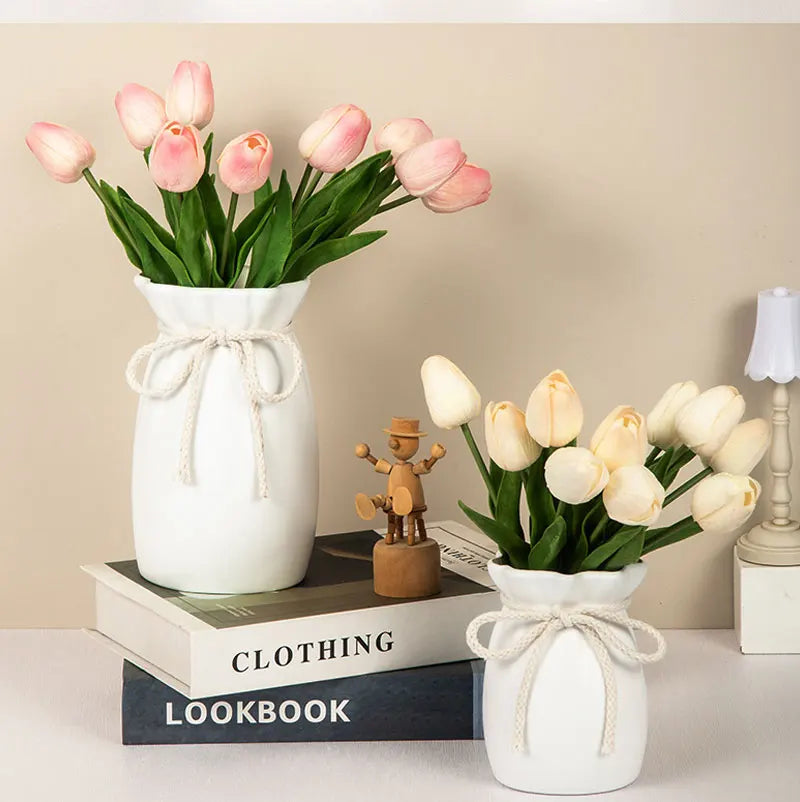 1Pc Bow Design Plastic Flower Vase Modern Art Nordic Decorative Vase  Used for Wedding, Living Room, Office, Bedroom Decoration