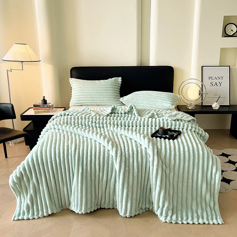 Spring Throw Blanket for Couch, Cozy Warm Plush Striped Blanket for Sofa Bedroom Living Room, All Season Use Festival Home Decor