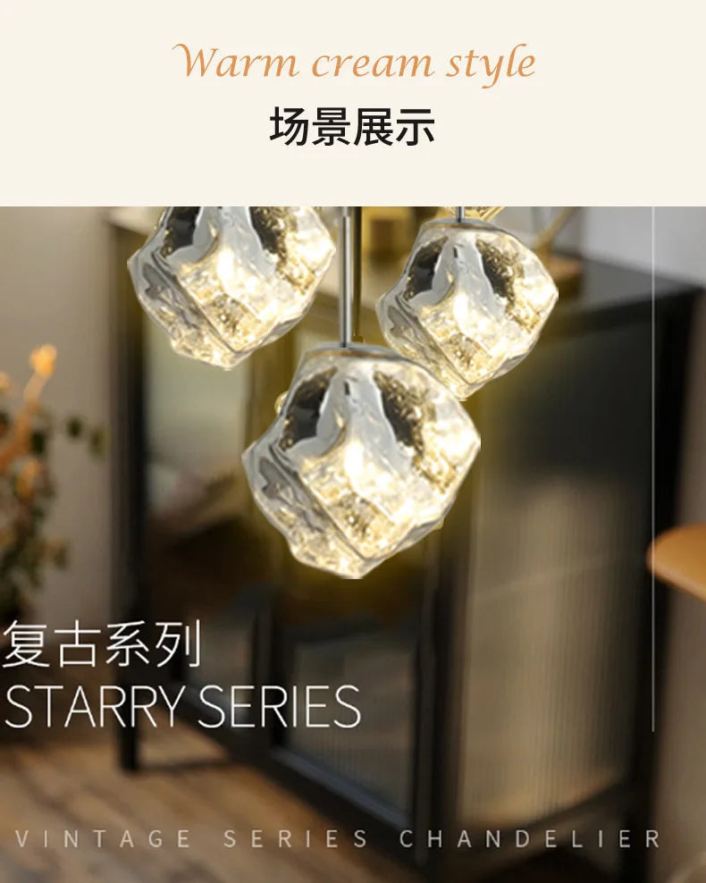 New Lava Glass Ice Cube Bedroom Bedside Chandelier Ceiling Chandelier Ceiling Pendant Lamp Ceiling Light Home Appliance