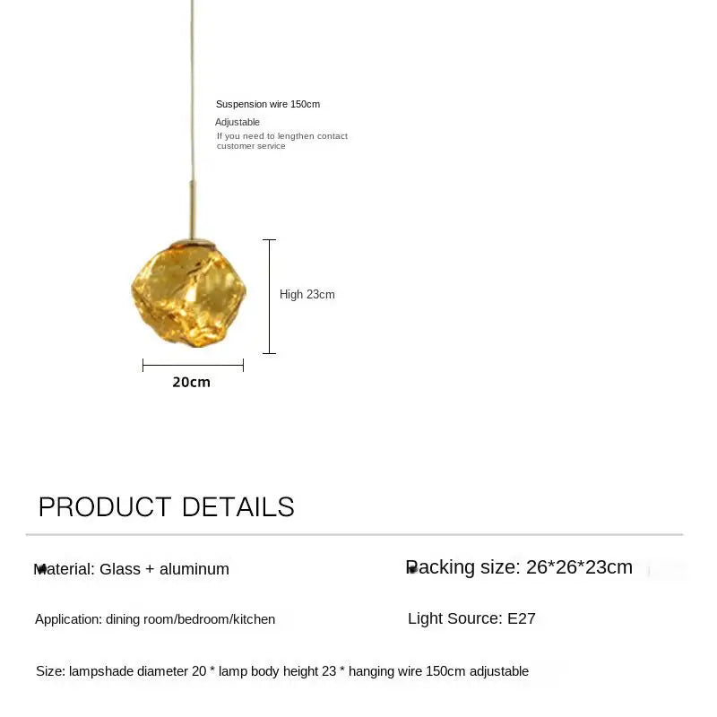 New Lava Glass Ice Cube Bedroom Bedside Chandelier Ceiling Chandelier Ceiling Pendant Lamp Ceiling Light Home Appliance