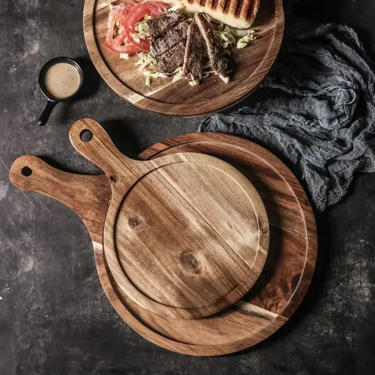Steak plate wooden household Japanese wooden plate rectangular plate western food plate breakfast tableware pizza wooden tray