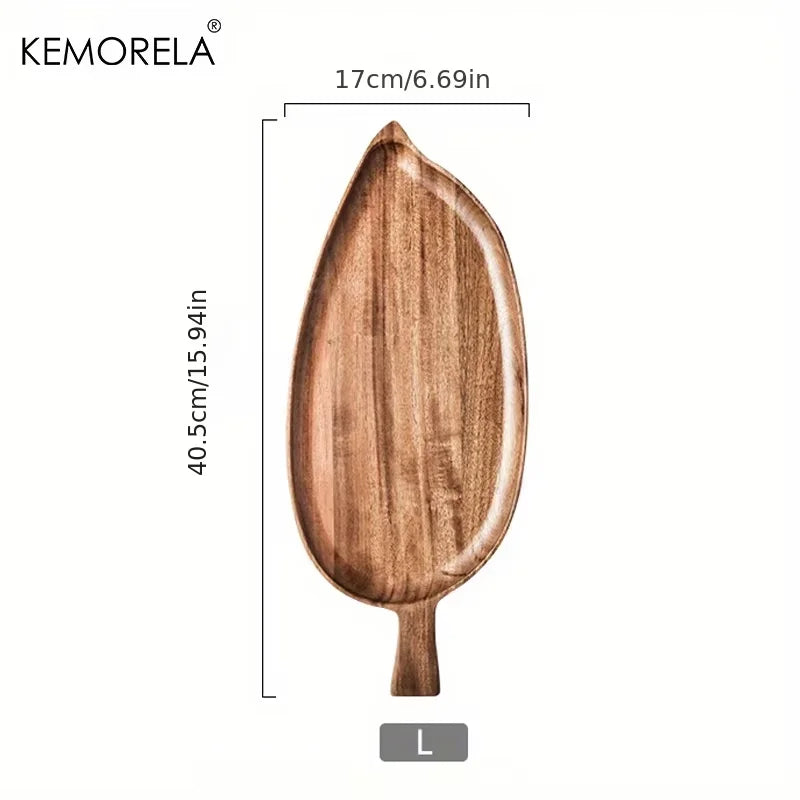 Fruits Dining Plate Japanese Style High Aesthetic Wooden Leaf Shaped Afternoon Tea Snack Tray  Western Food Sushi Tray Dessert
