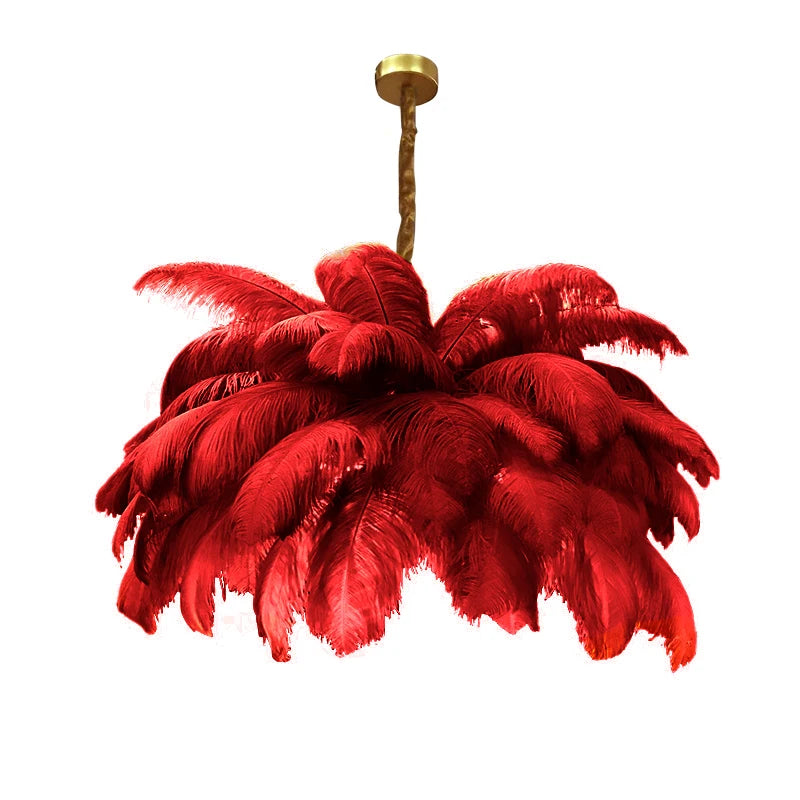 Nordic Ostrich Feather Lamp Led Pendant Lights Living Room Girl's Room Bedroom Indoor Lighting Chandelier Hanging Light Fixture