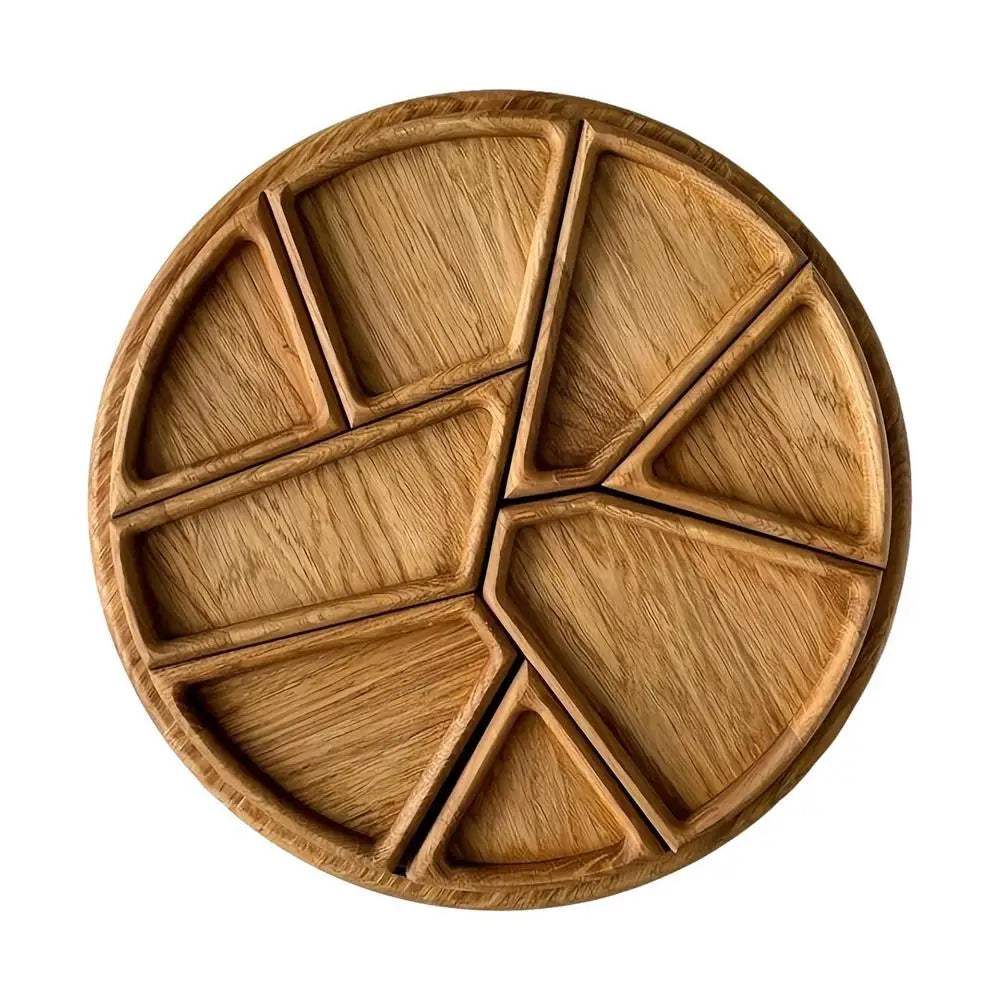 wood fruit plate Food Tray Divided Puzzle Serving Tray wooden Fruit Dessert tray multi-size food tray snack plate