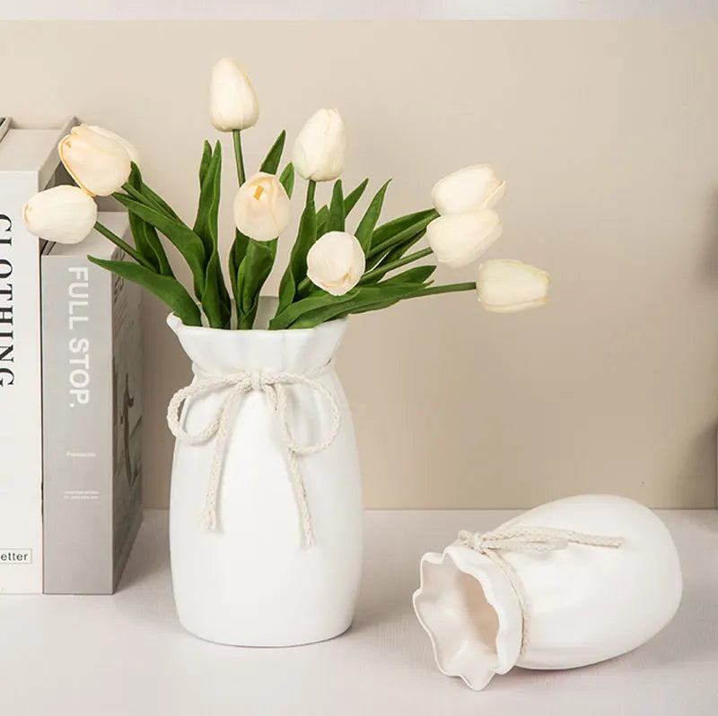 1Pc Bow Design Plastic Flower Vase Modern Art Nordic Decorative Vase  Used for Wedding, Living Room, Office, Bedroom Decoration