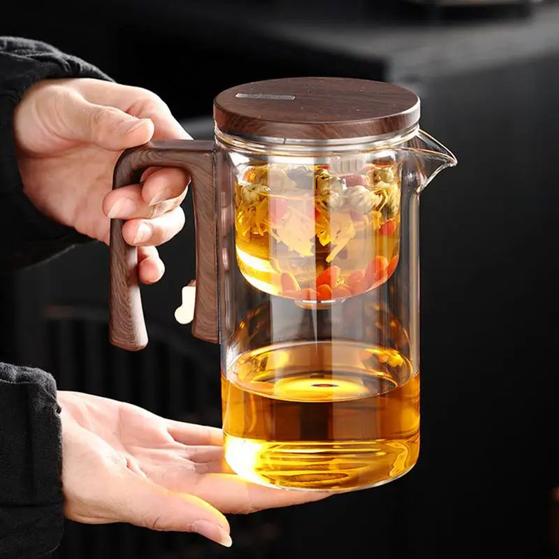 Glass Tea Pot Kettle Infuser 520ML/720ML Teapot Water Separation Inner Magnet One Click Magnetic Tea Filtration Cup Set
