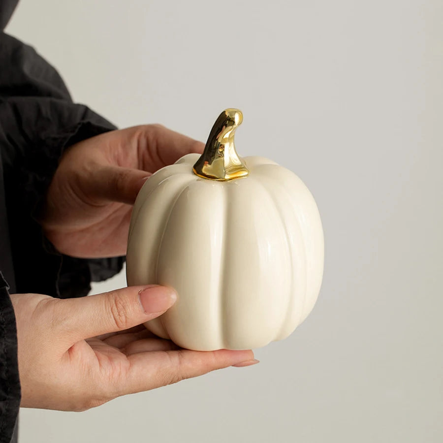 Luxury Nordic Style Ceramic Lovely Funny Vegetable Pumpkin Home Ornament Figurines Arts Crafts Desk Decor Statues Sculpture Prop