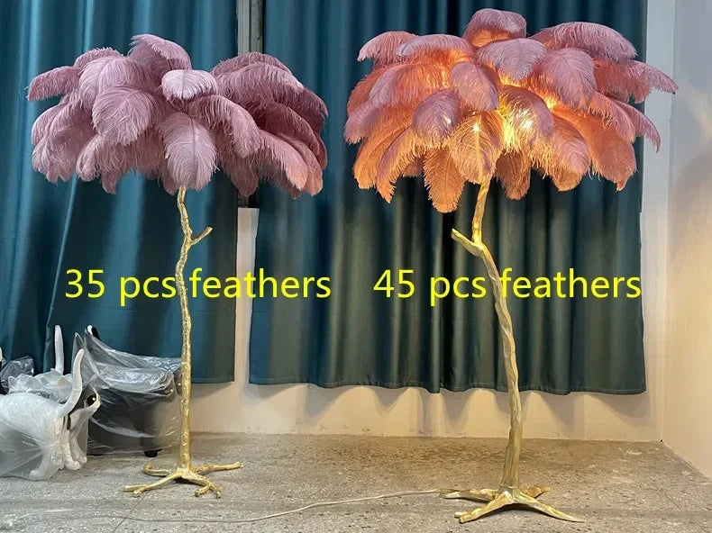 Nordic Ostrich Feather Floor Lamp Living Room Sofa Background Wall Floor Standing Lamp Home Decor Bedroom Bedside Table Lighting