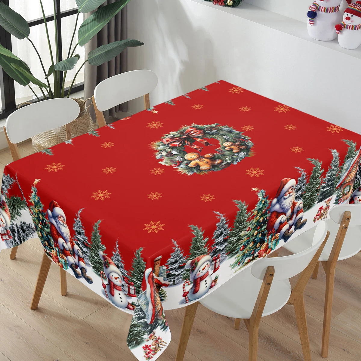 Christmas Tablecloth Santa Snowman Table Cover Christmas Party Table Decorations for Home 2025 Navidad Notal Noel Xmas Ornaments