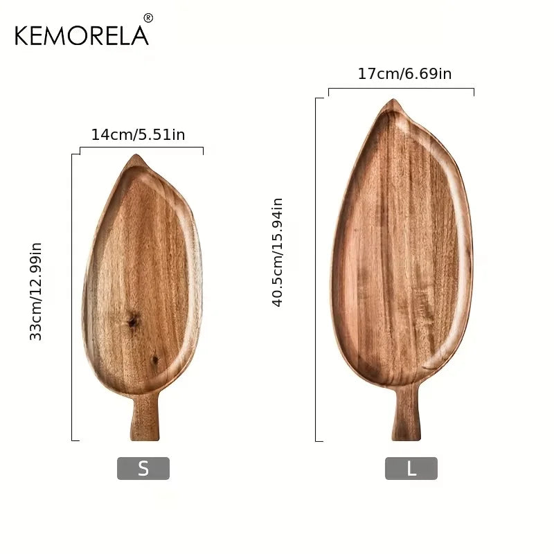 Fruits Dining Plate Japanese Style High Aesthetic Wooden Leaf Shaped Afternoon Tea Snack Tray  Western Food Sushi Tray Dessert