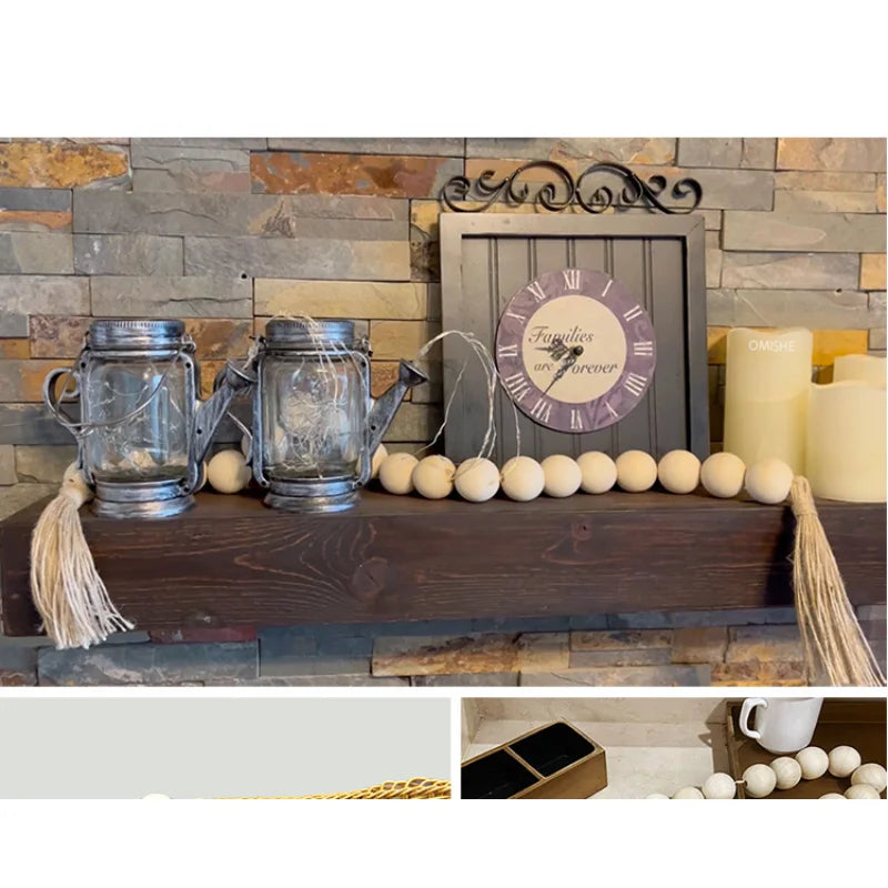 4cm Big Wood Bead Garland Tassel Room Wall Hanging Decor For Christmas Oversized Farmhouse Rustic Country Natural Bead Ornament