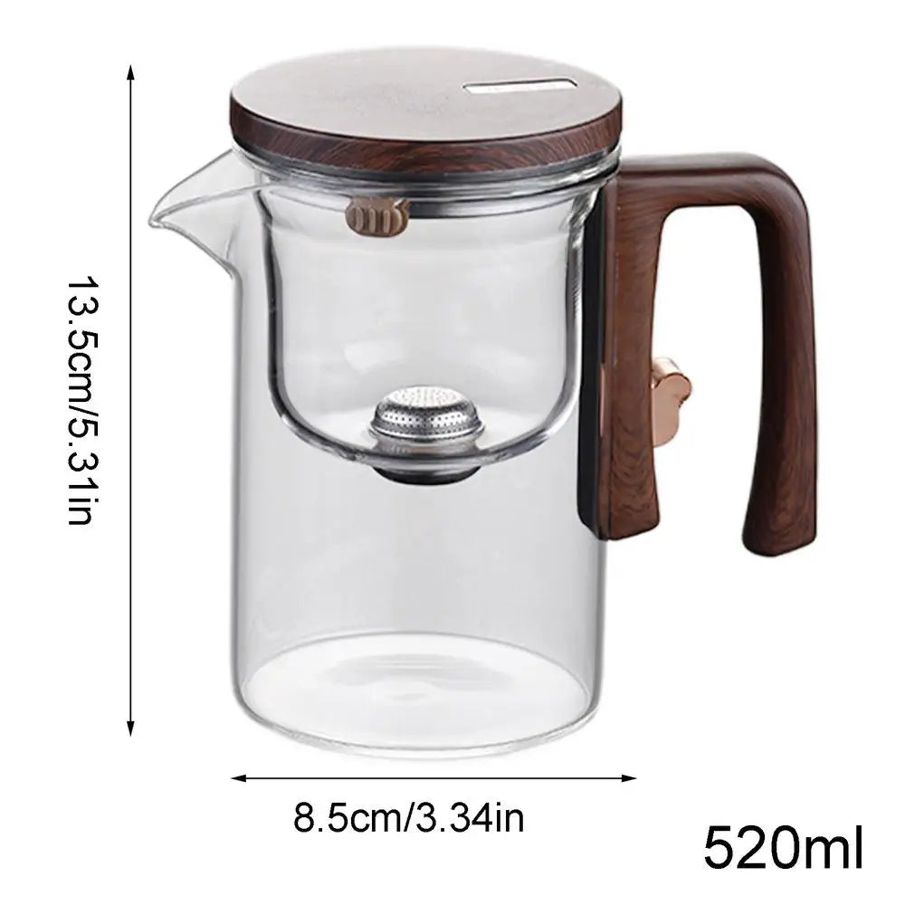 Glass Tea Pot Kettle Infuser 520ML/720ML Teapot Water Separation Inner Magnet One Click Magnetic Tea Filtration Cup Set