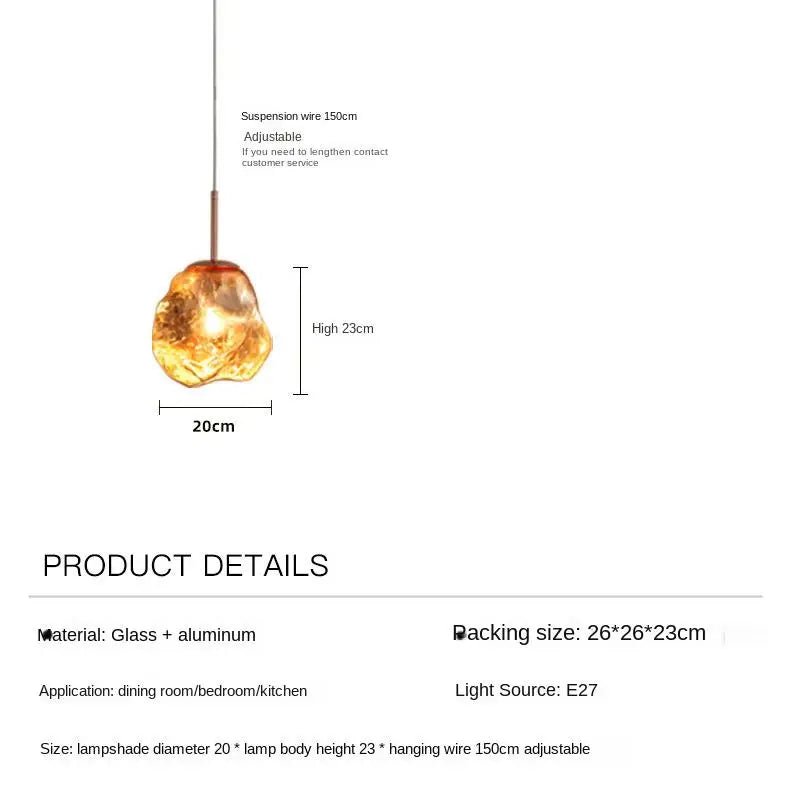 New Lava Glass Ice Cube Bedroom Bedside Chandelier Ceiling Chandelier Ceiling Pendant Lamp Ceiling Light Home Appliance