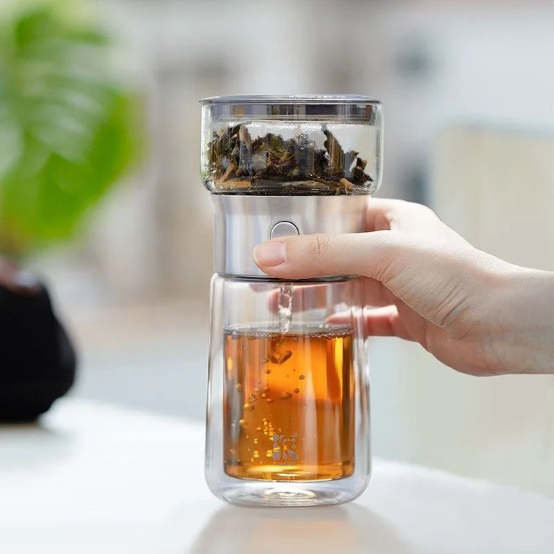 2 in 1 Outdoor Portable Camping Tea Cup Travel Tea Set Tea Water Separation Cup Single Tea Set With Tea Bag
