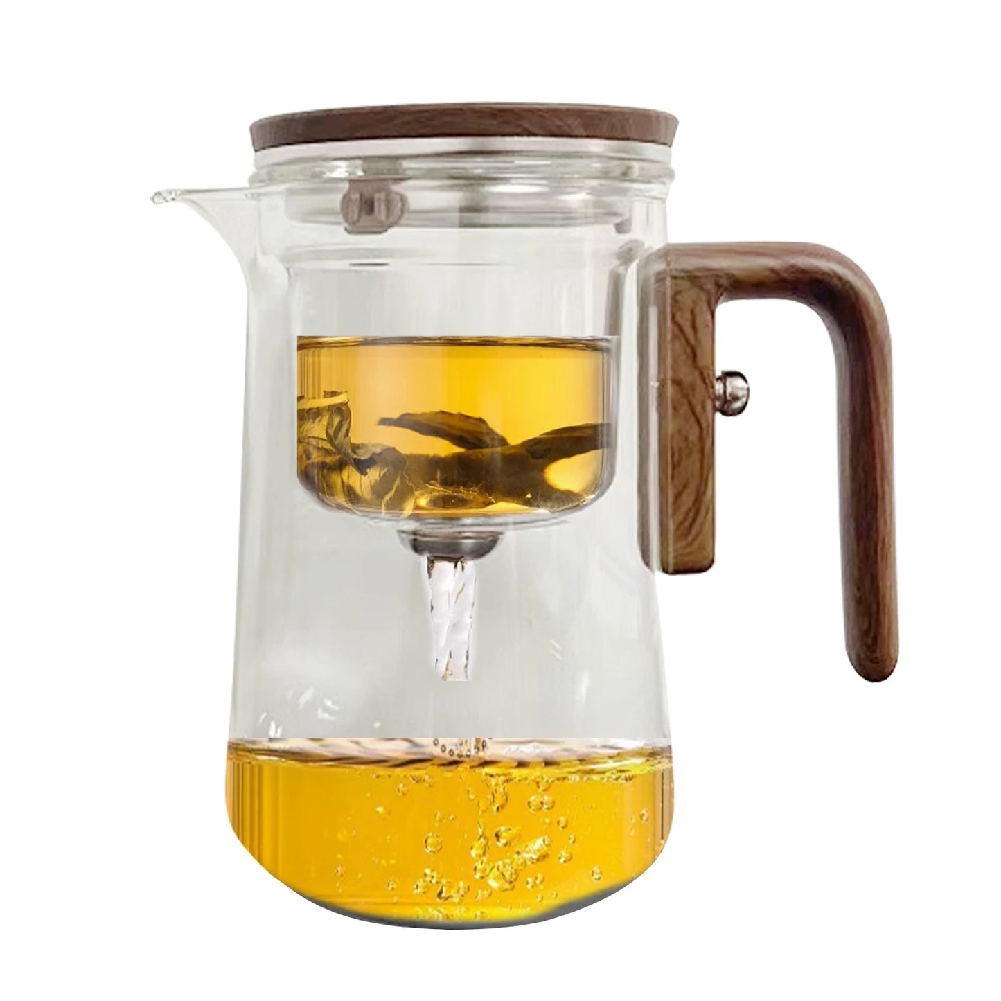 Glass Tea Pot Kettle Infuser 520ML/720ML Teapot Water Separation Inner Magnet One Click Magnetic Tea Filtration Cup Set