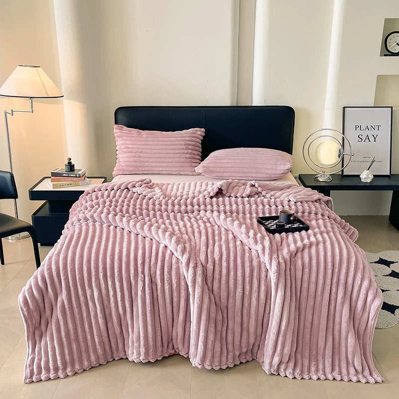Spring Throw Blanket for Couch, Cozy Warm Plush Striped Blanket for Sofa Bedroom Living Room, All Season Use Festival Home Decor