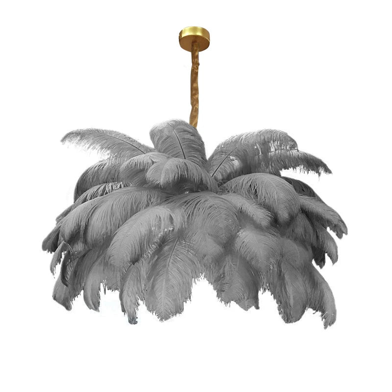 Nordic Ostrich Feather Lamp Led Pendant Lights Living Room Girl's Room Bedroom Indoor Lighting Chandelier Hanging Light Fixture