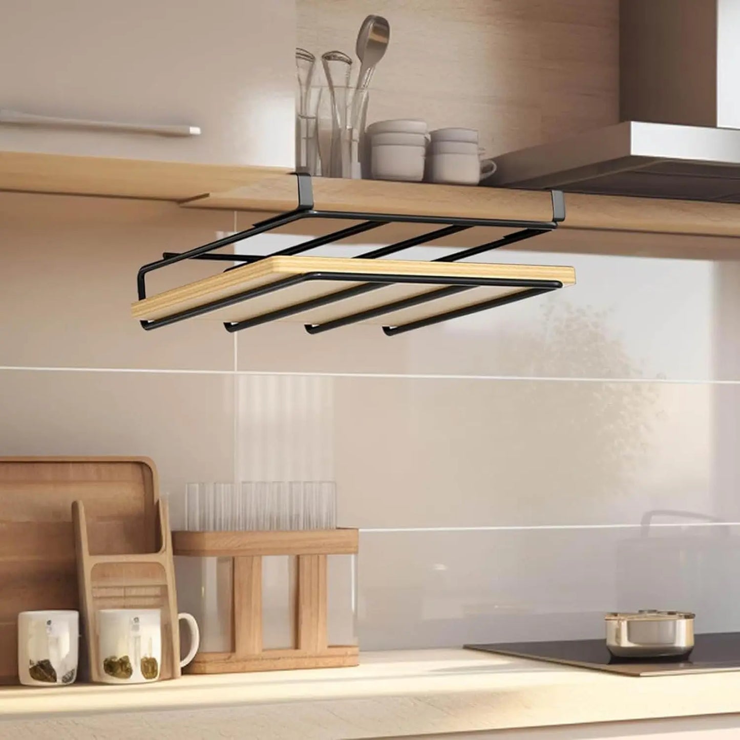 Kitchen Storage Rack for Cutting Boards,Pot Lid Holder, Wall-Mounted Cutting Board Rack,Wall-Mounted Chopping Board