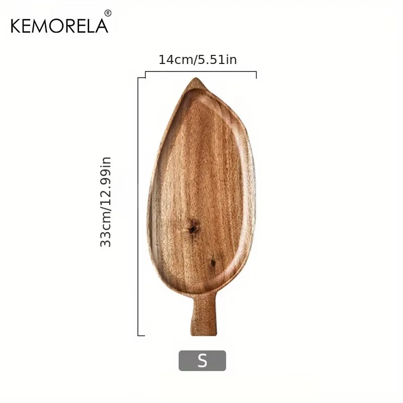 Fruits Dining Plate Japanese Style High Aesthetic Wooden Leaf Shaped Afternoon Tea Snack Tray  Western Food Sushi Tray Dessert