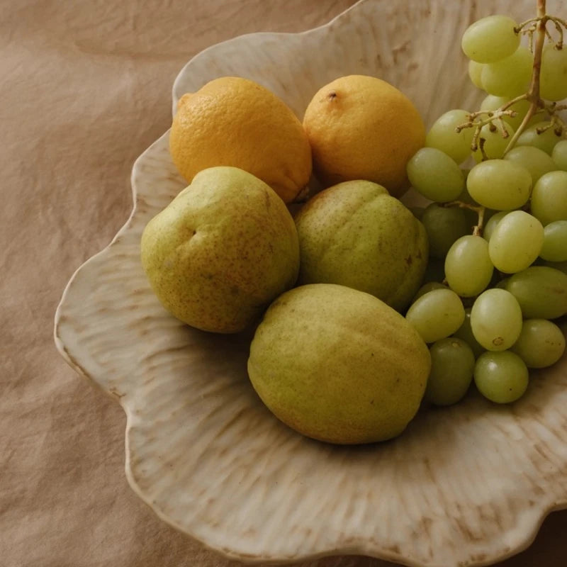 Rustic Ceramic Petal Plate Deep Salad Bowl for Home Use Versatile Pasta And Fruit Dish Creative Western Dining Plate
