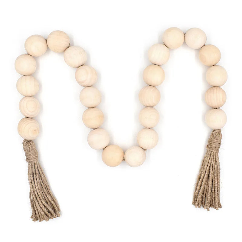 4cm Big Wood Bead Garland Tassel Room Wall Hanging Decor For Christmas Oversized Farmhouse Rustic Country Natural Bead Ornament