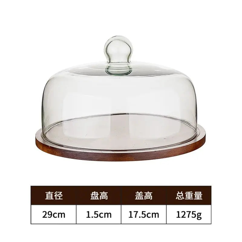 Cake Display Stand Fruit Plate with Cover Food Glass Cover Transparent Display Cake Plate Desserts Dish Cutlery Kitchen Utensils