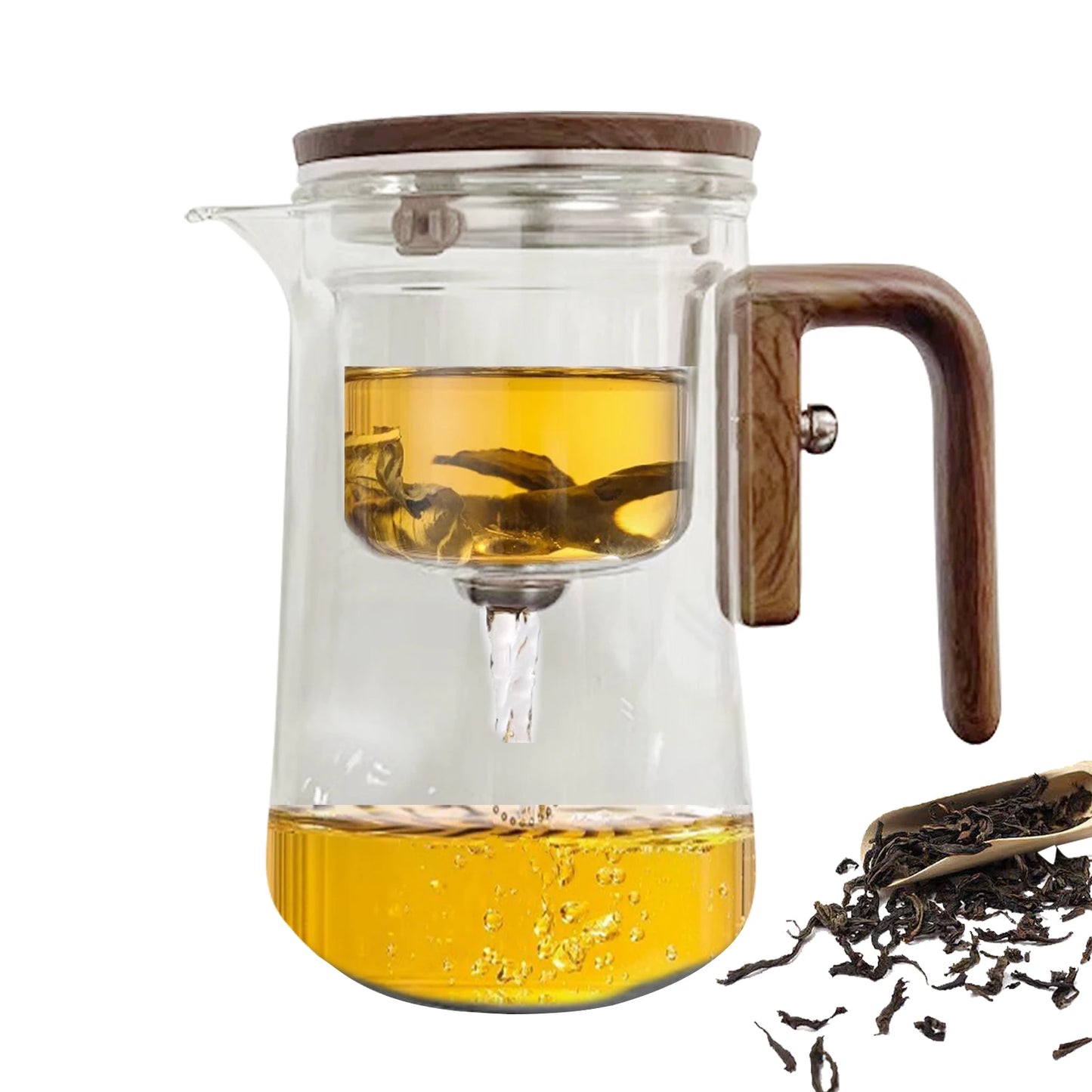 Glass Tea Pot Kettle Infuser 520ML/720ML Teapot Water Separation Inner Magnet One Click Magnetic Tea Filtration Cup Set
