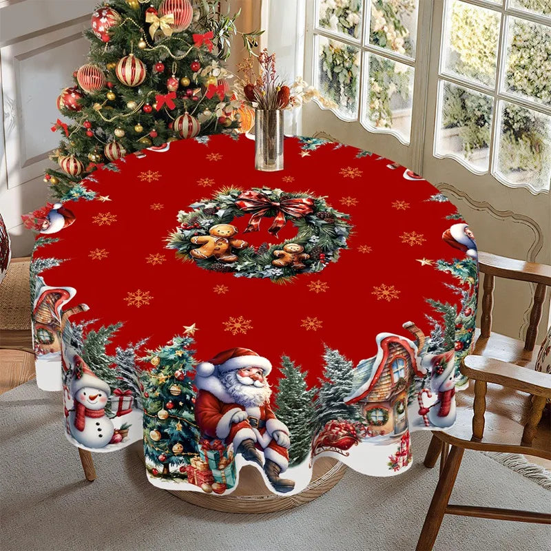 Christmas Tablecloth Santa Snowman Table Cover Christmas Party Table Decorations for Home 2025 Navidad Notal Noel Xmas Ornaments