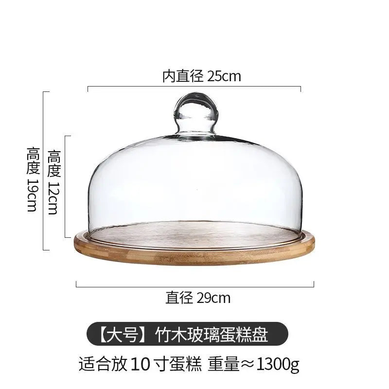 Cake Display Stand Fruit Plate with Cover Food Glass Cover Transparent Display Cake Plate Desserts Dish Cutlery Kitchen Utensils
