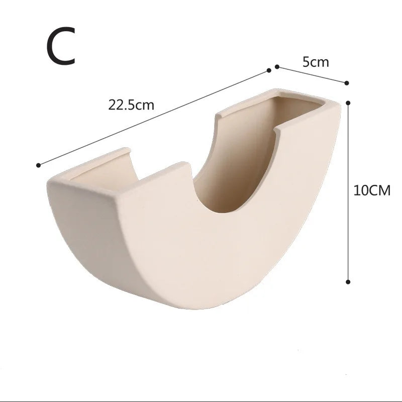 Nordic Polygon Circular Ceramic Vase Home Living Room TV Cabinet Desktop Homestay Art Decorations Dry Flower Arrangements Vase
