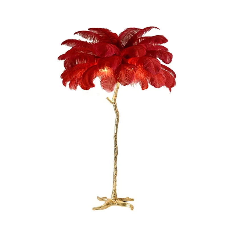 Nordic Ostrich Feather Floor Lamp Living Room Sofa Background Wall Floor Standing Lamp Home Decor Bedroom Bedside Table Lighting