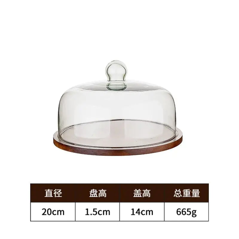 Cake Display Stand Fruit Plate with Cover Food Glass Cover Transparent Display Cake Plate Desserts Dish Cutlery Kitchen Utensils